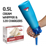 Ezywhip Pro Cream Whipper 0.5L Blue 10 Pack x 12 (120 Bulbs)