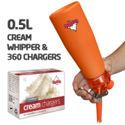 Ezywhip Pro Cream Whipper 0.5L Orange & 10 Pack x 36 (360 Bulbs)