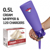 Ezywhip Pro Cream Whipper 0.5L Purple 10 Pack x 12 (120 Bulbs)
