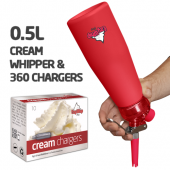 Ezywhip Pro Cream Whipper 0.5L Red & 10 Pack x 36 (360 Bulbs)